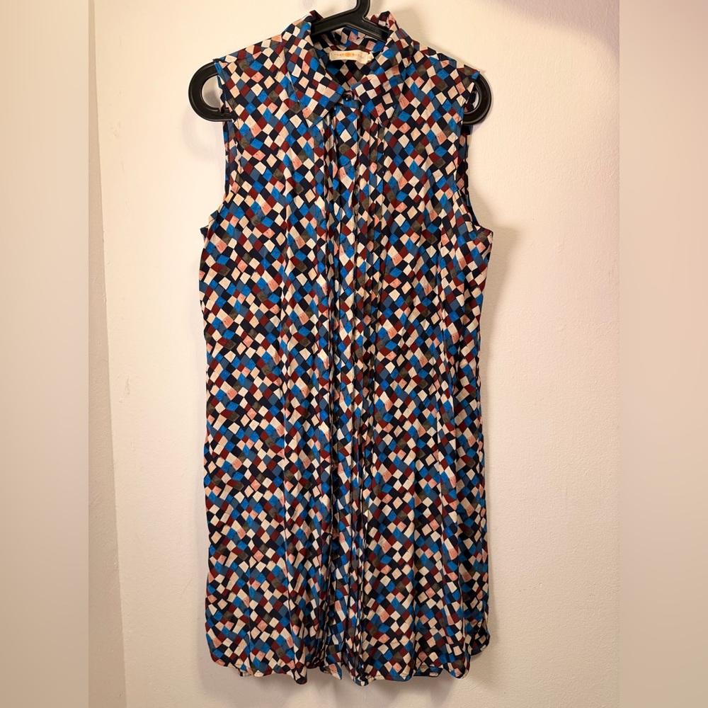 Tory Burch Geometric Silk Sleeveless Dress